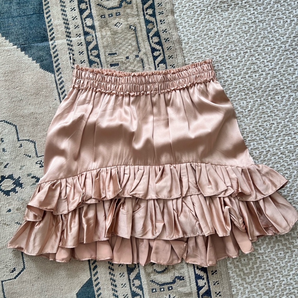 Loveshackfancy pink ruffle skirt